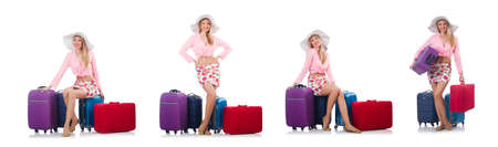 Woman preparing for travel on summer vacationの写真素材