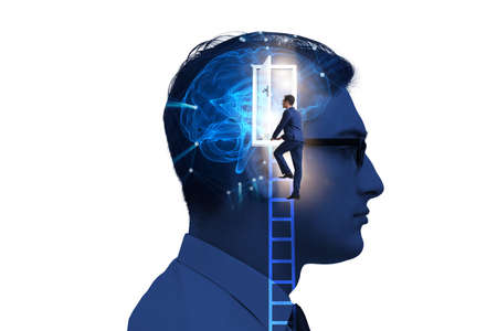 Businessman opening door to artificial intelligence