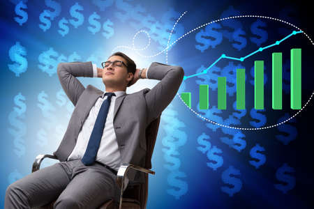 Businessman dreaming of economy and market recovery growthの写真素材