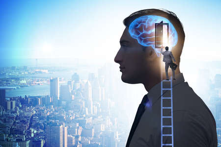 Businessman opening door to artificial intelligence