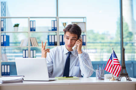 Sales agent working in travel agencyの写真素材