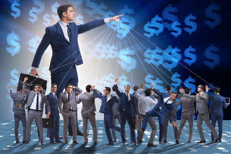 Boss employee manipulating his staff in business concept