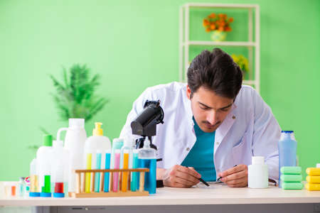 Chemist testing soap in the lab