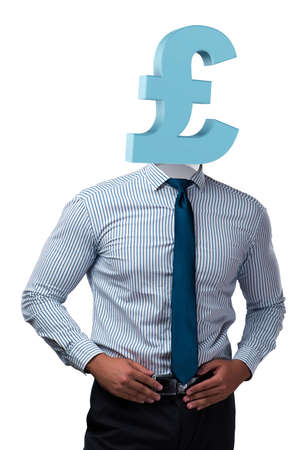 Businessman with british pound sign instead of headの写真素材