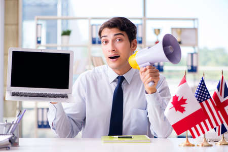 Sales agent working in travel agencyの写真素材