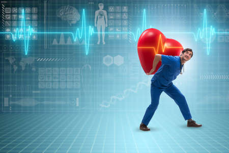 Man doctor in cardiology telemedicine conceptの写真素材