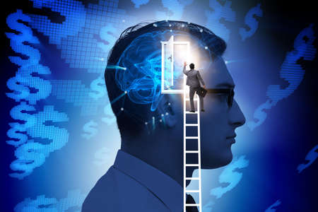 Businessman opening door to artificial intelligenceの写真素材