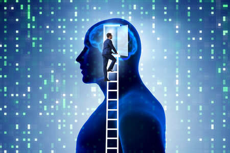 Businessman opening door to artificial intelligenceの写真素材