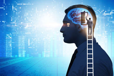 Businessman opening door to artificial intelligence