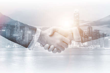 Concept of cooperation with handshakeの写真素材