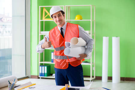 Man architect working on the project