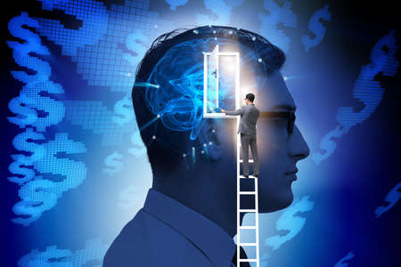 Businessman opening door to artificial intelligenceの写真素材