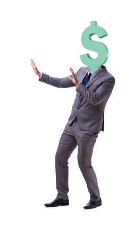 Businessman with dollar sign instead of headの写真素材