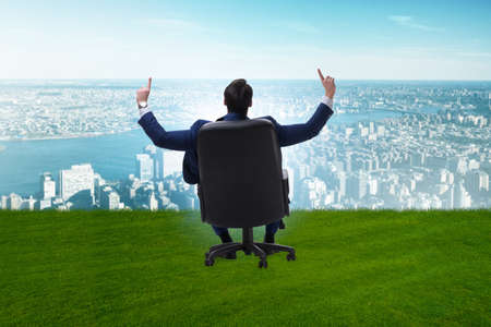 Young male businessman enjoying his time during vacationの写真素材