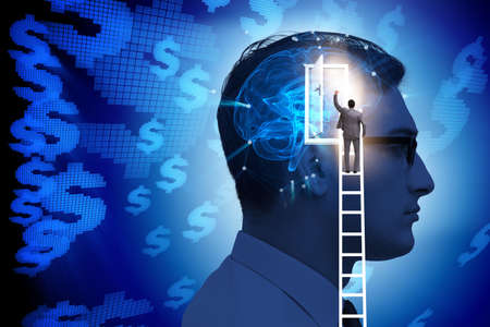 Businessman opening door to artificial intelligenceの写真素材