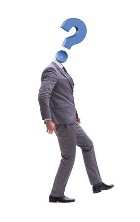 Businessman with question mark instead of his headの写真素材