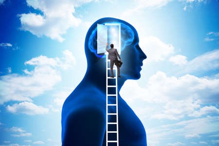 Businessman opening door to artificial intelligenceの写真素材