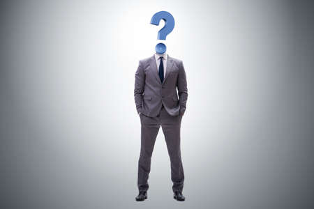 Businessman with question mark instead of his head