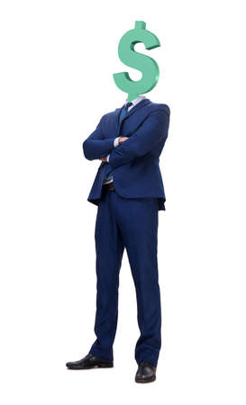 Businessman with dollar sign instead of headの写真素材