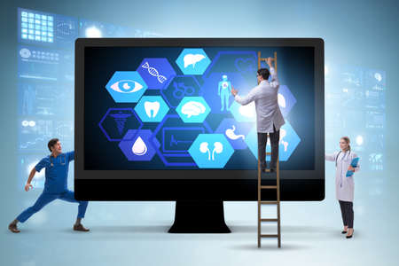 Telehealth concept with doctor doing remote check-upの写真素材