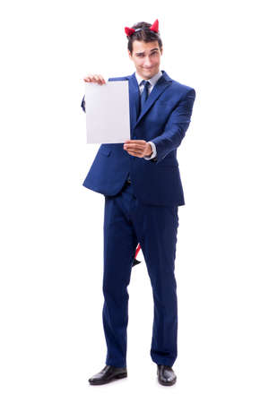 Devil businessman isolated on white backgroundの写真素材
