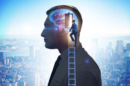 Businessman opening door to artificial intelligence