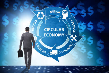 Concept of circular economy with businessmanの写真素材