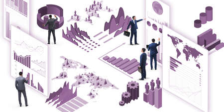 Businessman in business visualization and infographics conceptの写真素材