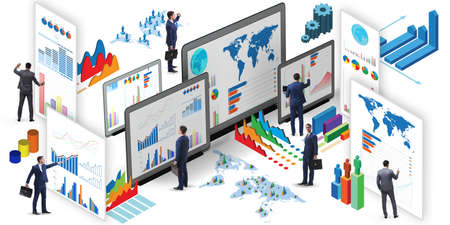 Businessman in business visualization and infographics conceptの写真素材