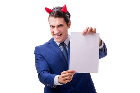 Devil businessman isolated on white backgroundの写真素材