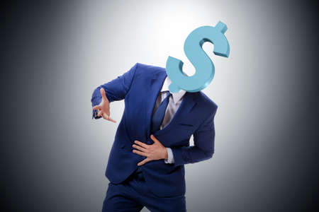 Businessman with dollar sign instead of headの写真素材
