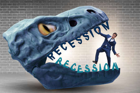 Businessman in crisis and recession conceptの写真素材