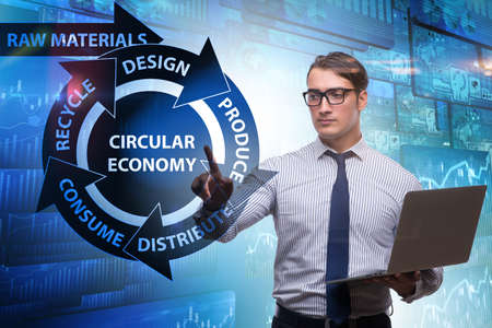 Concept of circular economy with businessmanの写真素材