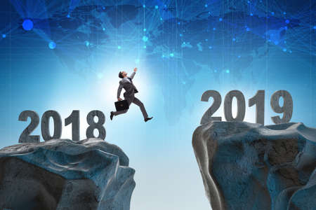 Concept of transition between 2018 and 2019の写真素材