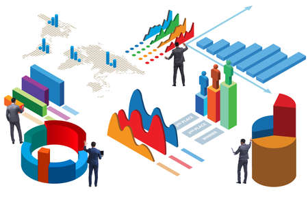 Businessman in business analytics infographics conceptの写真素材