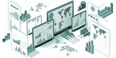 Business charts and infographics - 3d rendering