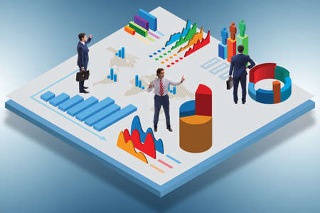 Businessman in business infographics conceptの写真素材