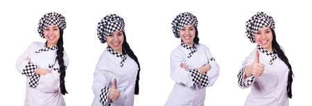 Woman cook isolated on the white backgroundの写真素材