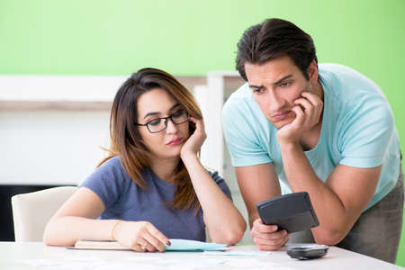 Young family struggling with personal finance