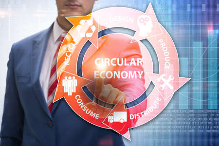 Concept of circular economy with businessmanの写真素材