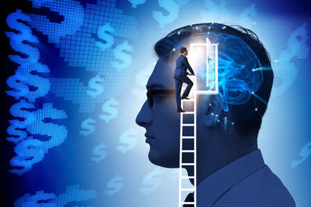 Businessman opening door to artificial intelligence