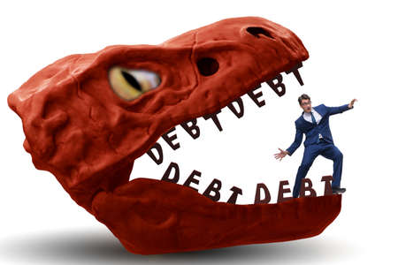 Businessman in the jaws of debt and loan