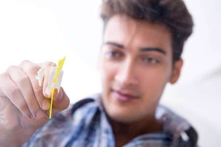 Drug addict sniffing cocaine narcotic