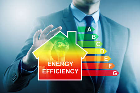 Businessman in energy efficiency conceptの写真素材