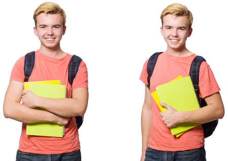 Young student isolated on white backgroundの写真素材