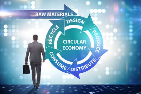 Concept of circular economy with businessman