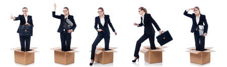 Woman in thinking out of box conceptの写真素材