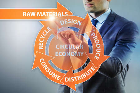 Concept of circular economy with businessman