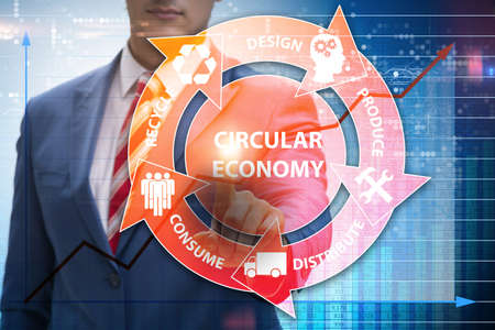 Concept of circular economy with businessmanの写真素材