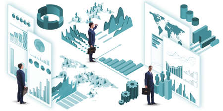 Businessman in business infographics conceptの写真素材